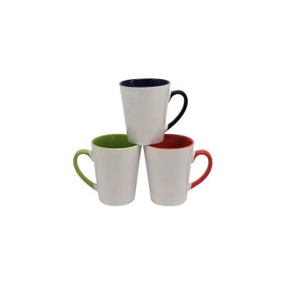 China Viable Custom Sublimation Ceramic Coffee Mugs Inner V Shape Color 12oz Coated Coated Mug for sale