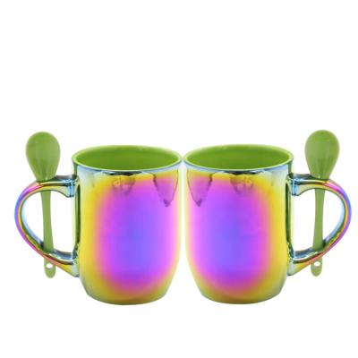 China Disposable Patterned Electroplating Coffee Cup With Spoon for sale