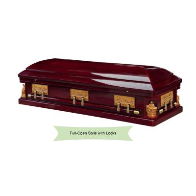 China European Style Sapele Wooden Caskets Cheap Solid Wood Amerikanischen Sarg Casket Manufacturer for sale