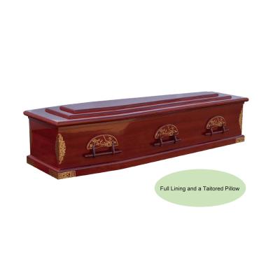 China American Style Wide Open Printing China Sarg Hersteller Decorative Fiberboard Coffin With Tailored Pillow for sale