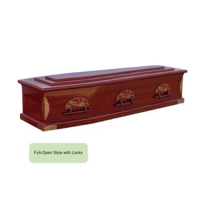 China American Style Wide Open Varnish High Gloss Sarg Fiberboard Casket Coffin With Tailored Pillow for sale