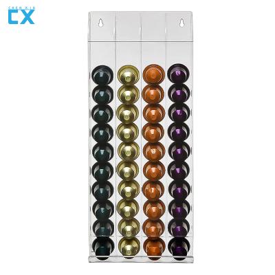 China Sustainable Extended Acrylic Wall Mounted Coffee Capsule Storage Rack Wall Mounted Coffee Capsule Holder for sale