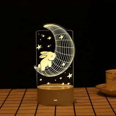 China Modern Hot Sale 3D Acrylic Night Light Christmas Gifts For Kids Bedroom Decorative Elements Night Light Lamp for sale