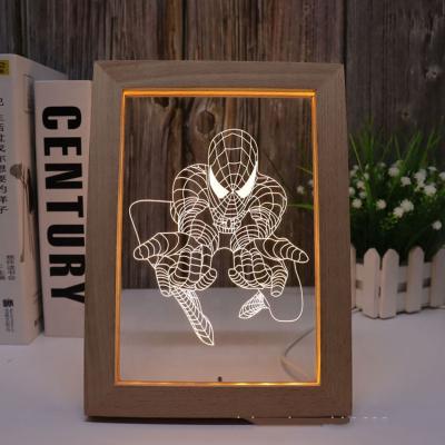 China Modern custom wood led acrylic led photo frame lamps home decor 3d photo frame night light for sale