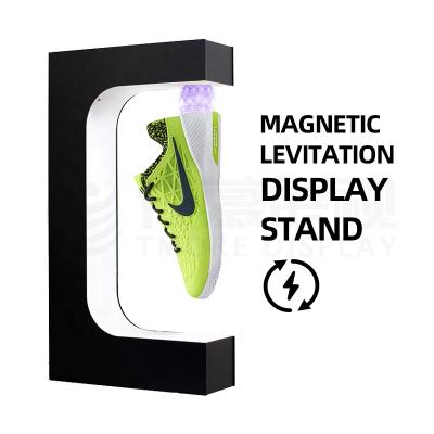 China Custom Acrylic Magnetic Levitation Shoe Module Magnetic Levitation Showcase Fashion Rotating Shoe Floating Display for sale