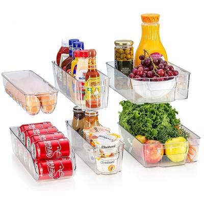 China Viable Wholesale Plastic Organizer Food Storage Basket Fridge Pantry Bins or Kitchen Freezer Fridge Organizer for sale