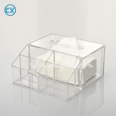 China Wholesale Modern Eco-friendly Clear Transparent Multifunctional Acrylic Tissue Box Countertop With Pull Out Storage Drawer for sale