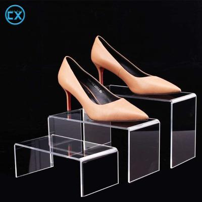 China Hot Selling High Quality Easy Cosmetic Display Rack Transparent Shoes Show Stands Acrylic Shoe Rack for sale