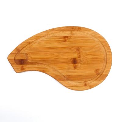 China Sustainable Hot Selling Bow Shape Organic Sustainable Slate Bamboo Wooden Kitchen Chop Chop Wood Cutting Board Set With Water Bowl for sale