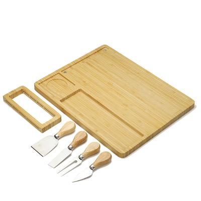 China Viable Custom Logo Wooden Cutlery Knife Bamboo Cheese Charcuterie Board for sale