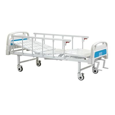 China Metal Ce Approved 2 Cranks Medical Patient Two Crank Function Manual Hospital Bed With 2 Big Siderail for sale