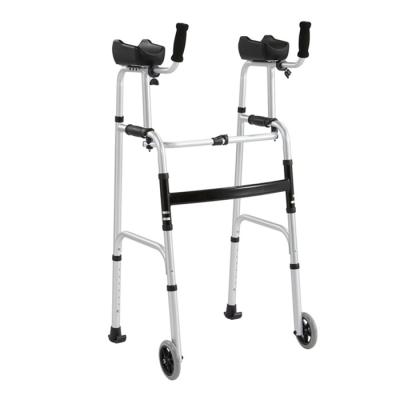 China Aluminum Alloy Walking Aid Elderly Handicapped Lightweight Aluminum Walker With Wheels For Adults for sale