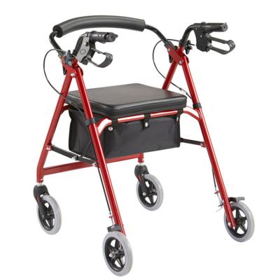 China Lightweight Aluminum Alloy 4 Caster Walker Standing Frame Walking Rehabilitation Aid For Disabled L86*W63.5*H103.5-123cm for sale