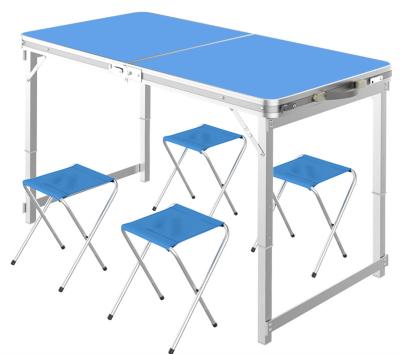 China Modern New Type Rectangle Alloy PP Low Price Blue Aluminum Outdoor Table Sets for sale