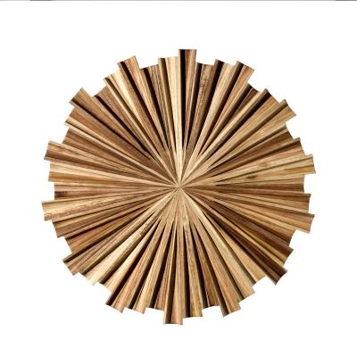 China New Chinese Style Decorative Wall Porch Wall Hanging Eco-friendly Circular Decoration Solid Wood Carved Wall Art for sale