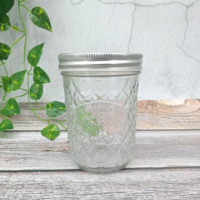 China 500ml Food Glass Mason Jar Jam Canning Jar Wide Mouth Caviar Jar With Metal Lid for sale