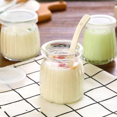 China 100ml 150ml 200ml Yogurt Jam Glass Jar Cute Viable Glass Pudding Jar With Lid for sale