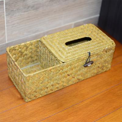 China Large Looking/Hand Pumping Rectangle Paper Crate Lightweight Decorative Napkin Holder - Plant Plankton Tissue Box Woven Napkin Box For Home for sale