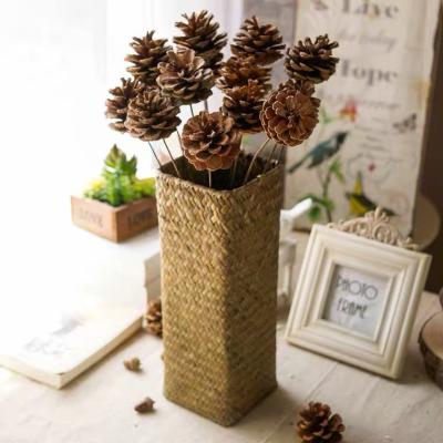 China Sustainable Handmade Rustic Style Bamboo Baskets For Dry Home Flower Arrangements House Hotel Decor for sale