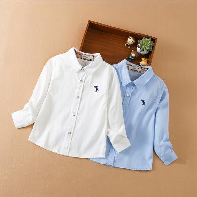 China High Quality Customized Children's Wear Anti-Shrink Long Sleeve Plain Embroidery Boys Blank Shirts For 2-12 Years for sale