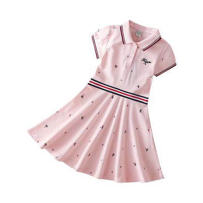 China 2021 New Arrival Cotton Preppy Style Short Sleeve Anti-Static Girls Dress KUYEEBEAR White Dress For Babies 3 To 12 Years Old for sale