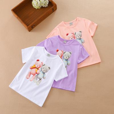 China Anti-pilling 2022 summer branded T-shirts cheap occasional low price tees in stock breathable elastic T-shirt children for sale