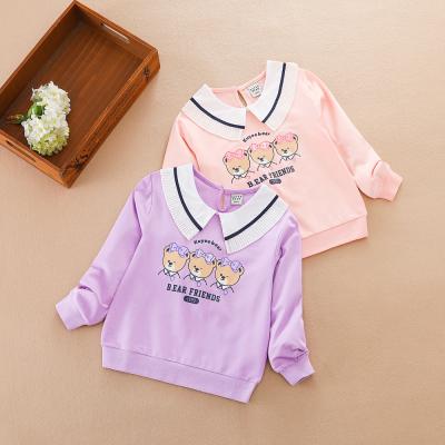 China Kuyeebear 2022 OEM Customized Anti Shrink Kids Girls Back Print New Design Collar Sweatshirt Sequins Kids Girls Dress Tops for sale