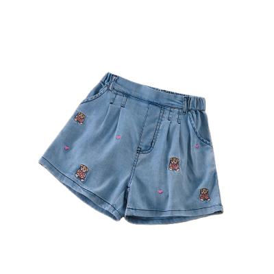 China 2022 Summer Collection Fashion Color Fade Proof Kids Clothing Babies Denim Shorts Back Embroidery Design Toddler Girls Pants for sale