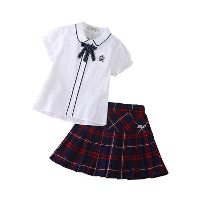 China Anti-Static Soft Preppy Style Little Girl Clothes Korean Kids Baby Clothing Sets Summer 2021 for sale