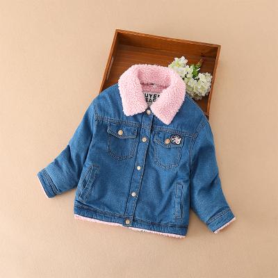 China Latest design girls denim jacket double layer good quality warm kids girls denim jackets viable for 3 to 12 years for sale