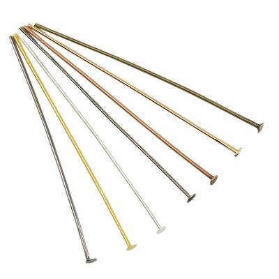 China Comfortable feel factory outlet gold and silver eye pins flat head pins gold/silver/copper/rhodium head pins for jewelry making DIY deliveries for sale