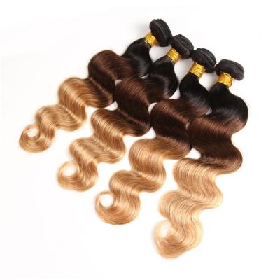 China Msbeauty Body Wave Full Cuticle Aligned Virgin Brazilian Ombre Hair 3 Tone Color Ombre Hair Extension for sale