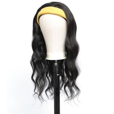 China Wholesale Raw Indian Remy Human Cuticle Aligned Body Wave Virgin Hair No Lace Front Wig For Black Women Glueless Headband Wig for sale