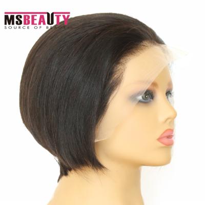 China Wholesale Cheap Msbeauty Silky Straight Wave Lace Front Wigs 6 Inches Brazilian Straight Hair Short Bob Wig Ombre Color Lace Frontal Wigs for sale