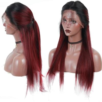 China Quality 13X6 1b/99j budget wave silky straight factory friendly sale big wine color hair wig HD lace frontal wig for black women for sale