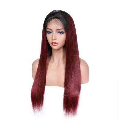 China Straight 150 180 Density HD Brazilian Virgin Hair Full Lace Front Wig 360 Lace Front Wigs 1b/99j Color Women Wigs For Black Women for sale