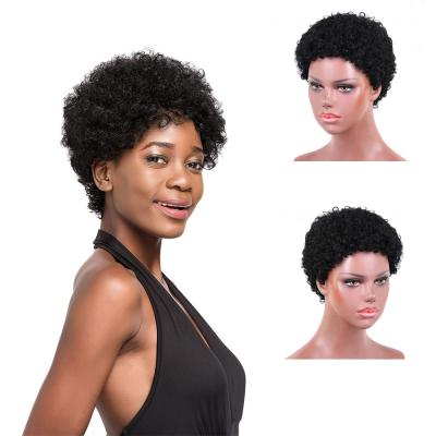 China Wholesale Cheap Brazilian Hair Pixie Cut Wigs Short Bob Curly Finger Water Wave Wig 100% Lace Front Non Closure Wigs For Women for sale