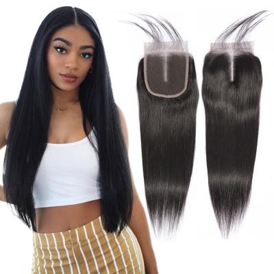 China Wholesale 100% Human Nature Hair 10 12 14 16 18 20 Inch Virgin Hair 4x4 5x5 6x6 7x7 Color 4*4 Natural Transparent Lace Closure for sale