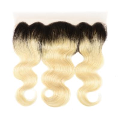 China MSbeauty Healthy Natural Gloss Hair Ombre Blonde Pre Plucked 13x4 To Lace Frontal Human Body Wave Brazilian Remy Hair Extensions Free Shipping 1b/613 for sale