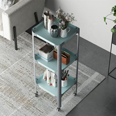 China Sustainable Hot Sale Black Bathroom Multifunctional Pull Out Cabinet Storage Rack 3 Tier Under Kitchen Organizer Shelf With Wheels for sale