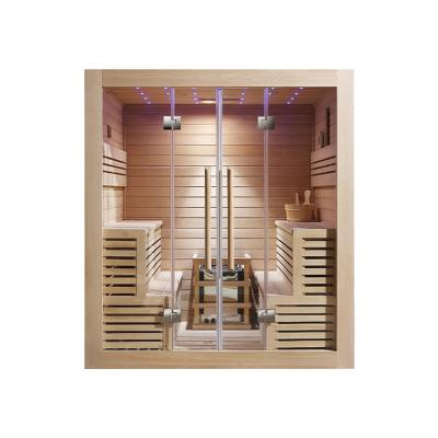 China Computer Control Panel 4 Person Traditional Indoor Hemlock Steam Sauna Dry Room Wooden Or Red Cedar Wood for sale