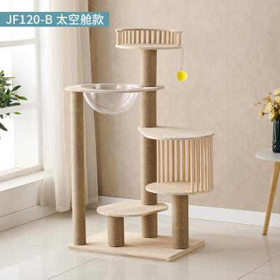 China Luxury Diy Stocked Climbing Pet Scratch Post Cat Furniture Cat Tree Tower Condo Play Fashion Large Wooden Scratch Tower for sale