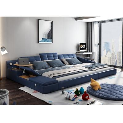 China Adjustable Modern Fabrics (Other) Family Bedroom Furniture Multifunctional Smart Luxury Upholstered Bed for sale