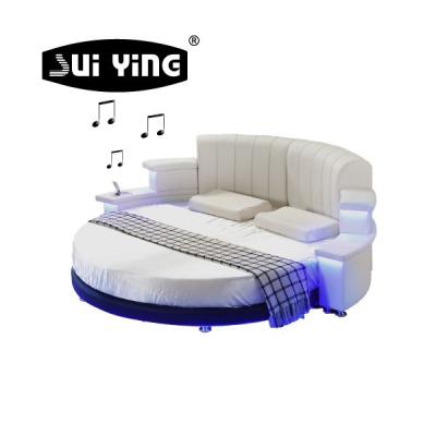 China NEWCOMER creative modern round lighted headboard bed with led for sale