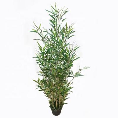 China Durable Natural Artificial Bamboo Tree Plants Simulation PE Polyester Trunk Outdoor 90cm Artificial Bamboo Tree In Plastic Pot for sale