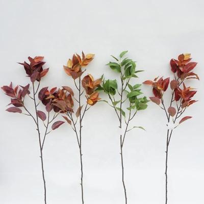 China Minimalist Simulation Green Leaves Decoration Artificial Greenery Leaves 98cm Autumn Cherry Leaves for sale