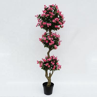 China PE 190Cm Artificial Rhododendron Tree Plant With Flowers Decorative Artificial Trees for sale