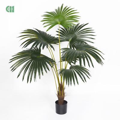 China Minimalist Indoor Plastic Pot House Plant Palm Artificial Bonsai Tree For Home And Office Decoration Artificial Greenery for sale