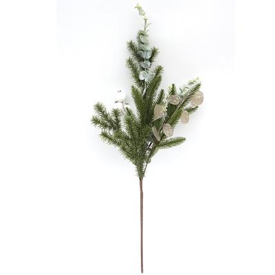 China Home Decoration 80cm Minimalist Christmas Products Simple Pine Needle Vine Spray With White Fruit for sale