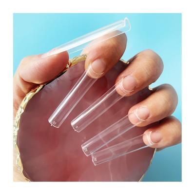 China Easy Apply Xxl Long No C Curve Square Nail Tips Flatten Half Cover ABS French Fake Nails Artificial Nails For Wholesale for sale